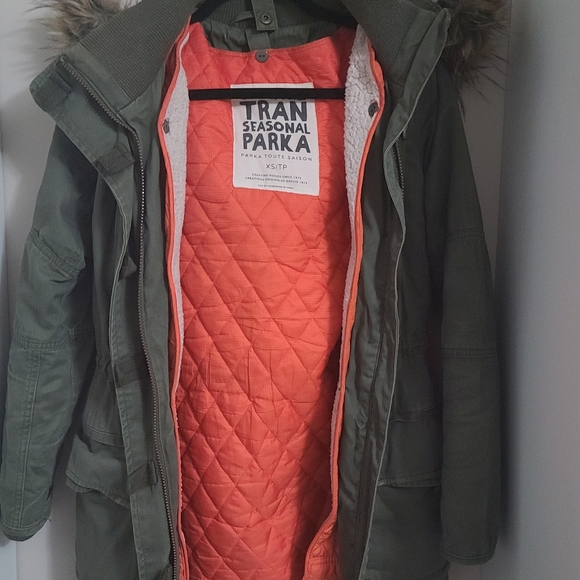 Army green seasonal Parka Jacket - Picture 2 of 4